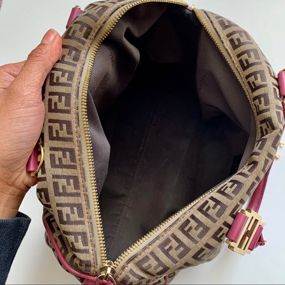 FENDI ZUCCA BOSTON /Pink /Rare - Picture 7 of 8